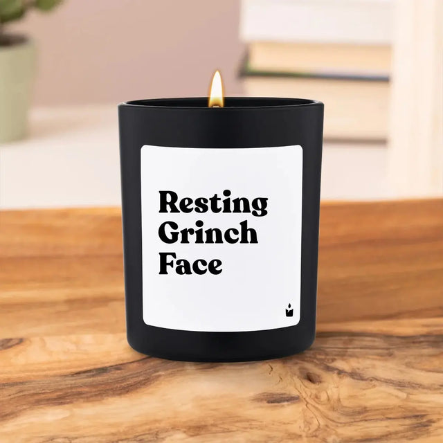 Duftkerze Schwarz Flowery Resting Grinch Face von ChattyCandles