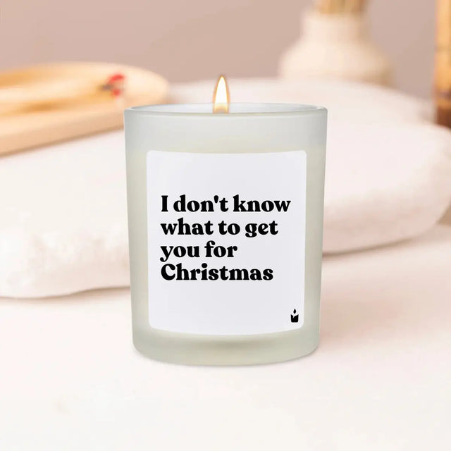 Duftkerze Weiss Woody I don't know what to get you for Christmas von ChattyCandles