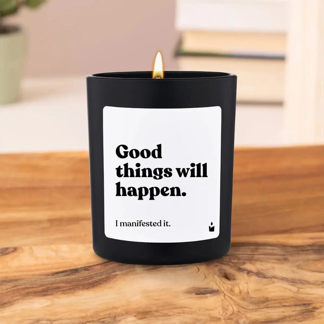 Duftkerze Schwarz Woody Good things will happen. von ChattyCandles