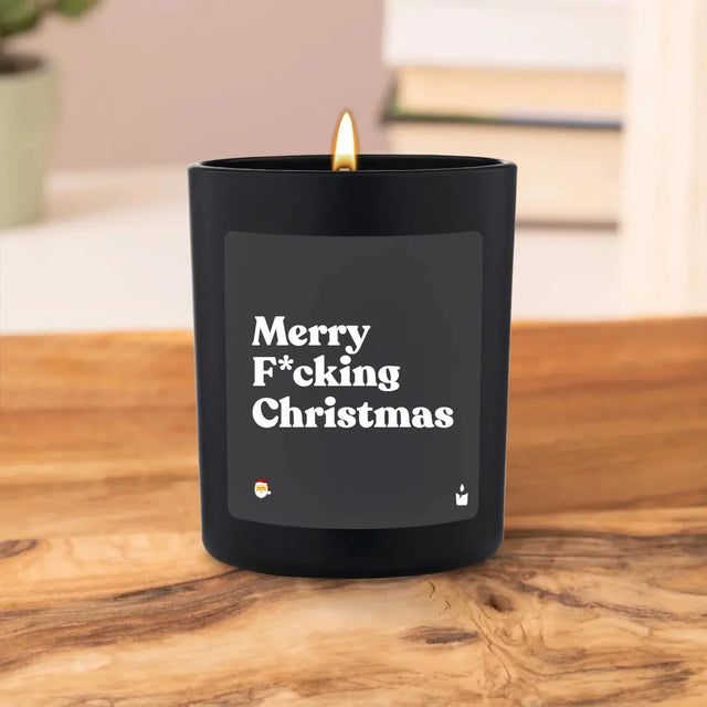 Duftkerze Schwarz Woody Merry F*cking Christmas von ChattyCandles