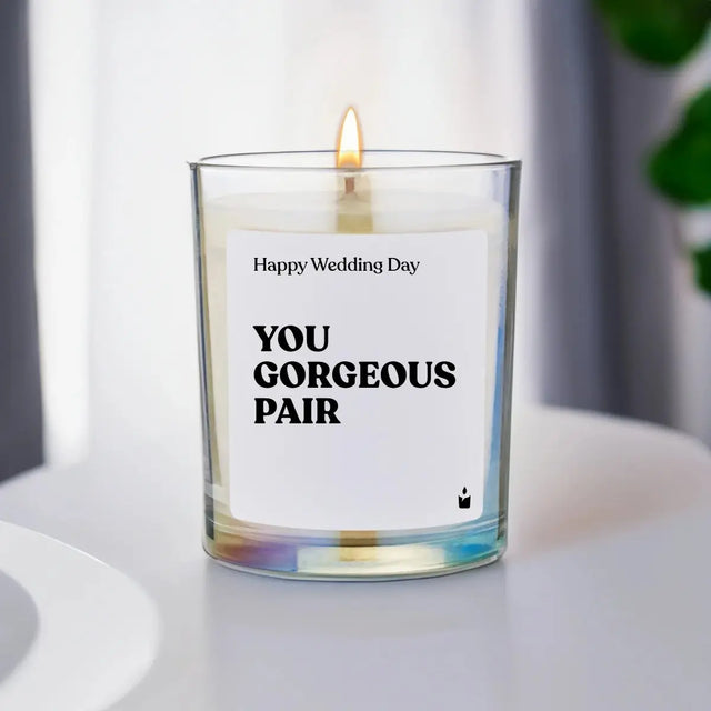 Duftkerze Rainbow Woody Happy wedding day you gorgeous pair von ChattyCandles