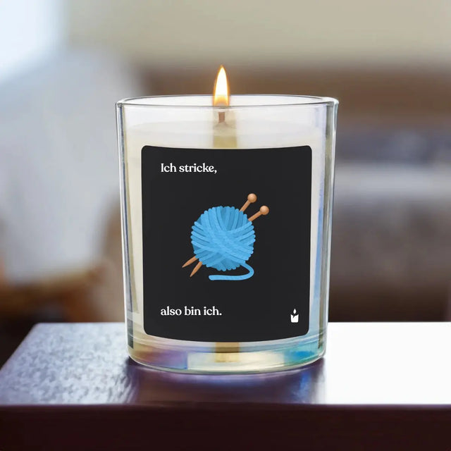 Duftkerze Rainbow Flowery Ich stricke, also bin ich. von ChattyCandles