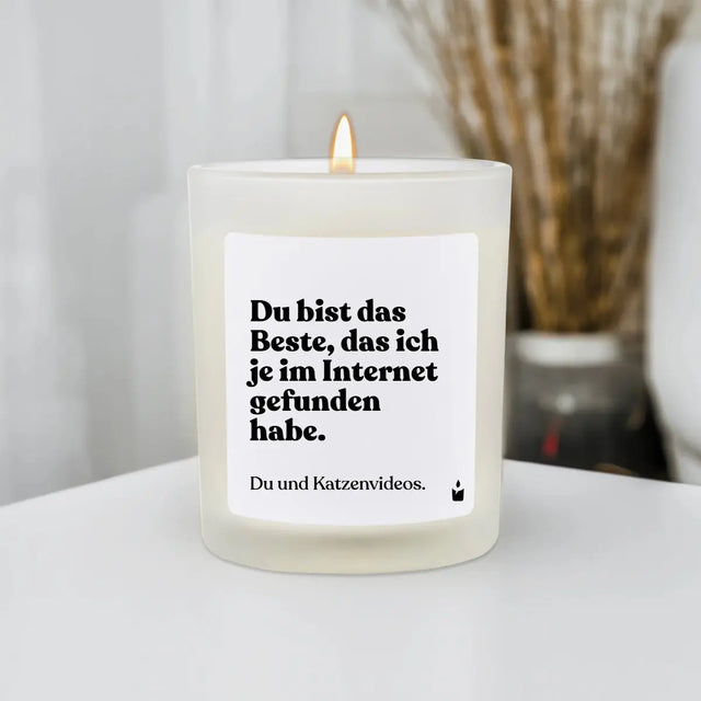 Duftkerze Weiss Woody Du bist das Beste, das ich je im Internet gefunden habe. Du und Katzenvideos. von ChattyCandles