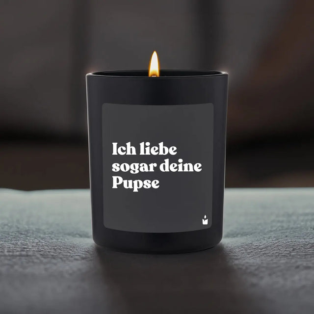 Duftkerze Schwarz Woody Ich liebe sogar deine Pupse von ChattyCandles