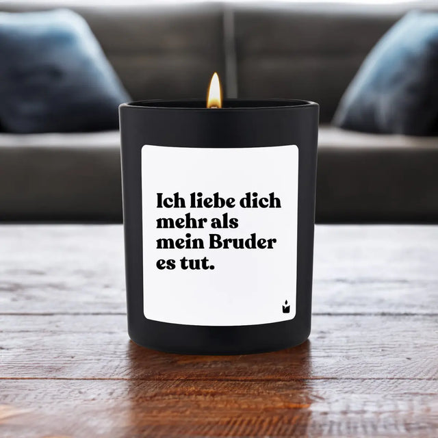 Duftkerze Schwarz Woody Ich liebe dich mehr als mein Bruder es tut. von ChattyCandles