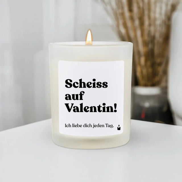 Duftkerze Weiss Flowery Scheiss auf Valentin! Ich liebe dich jeden Tag. von ChattyCandles