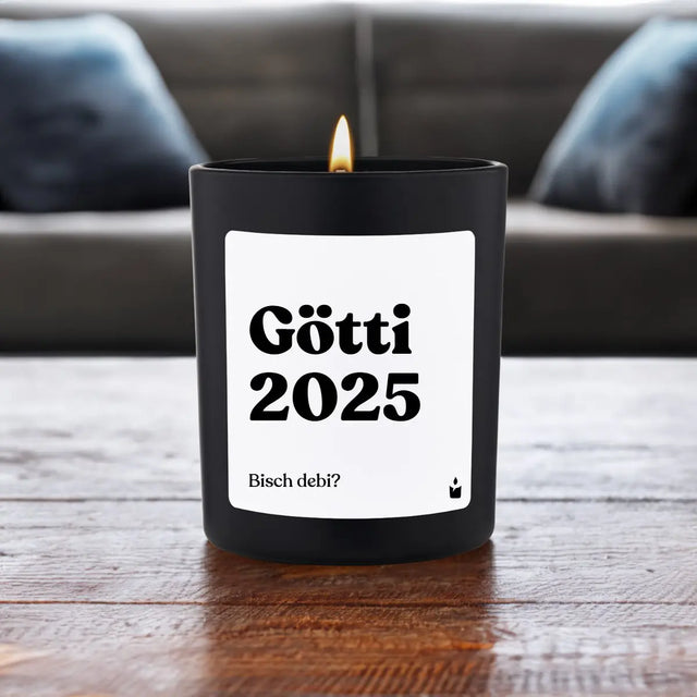 Duftkerze Schwarz Flowery Götti 2025. Bisch debi? von ChattyCandles