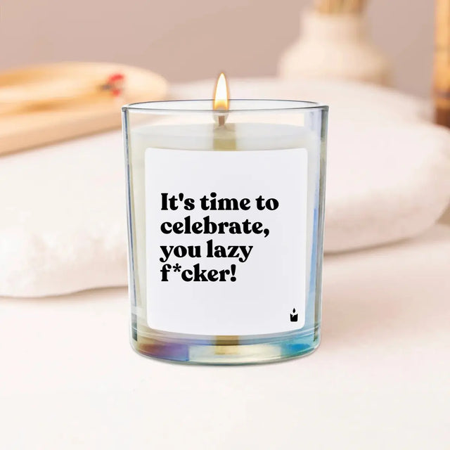 Duftkerze Rainbow Flowery It's time to celebrate, you lazy f*cker! von ChattyCandles