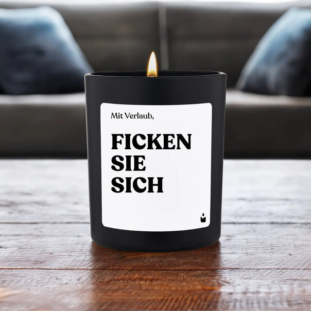 Duftkerze Schwarz Woody Mit Verlaub, Ficken Sie sich von ChattyCandles