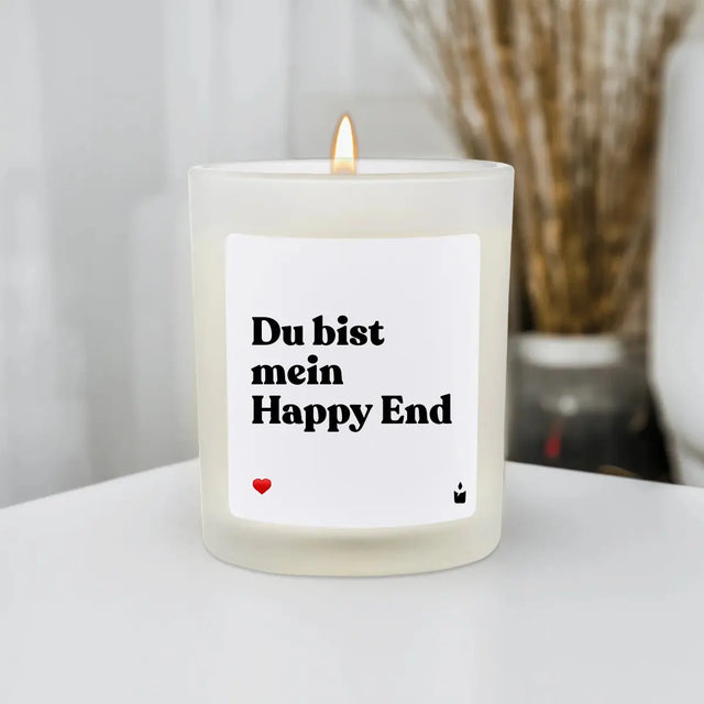 Duftkerze Weiss Woody Du bist mein Happy End von ChattyCandles