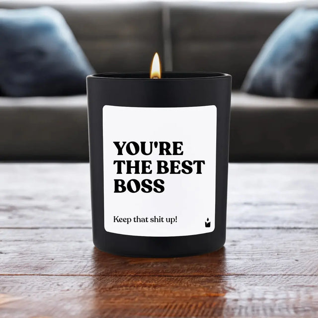 Duftkerze Schwarz Woody You're the best boss von ChattyCandles