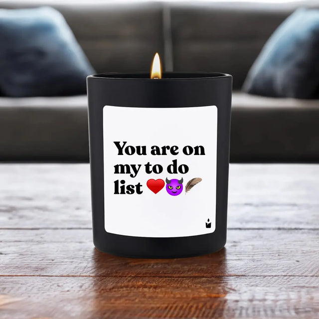 Duftkerze Schwarz Woody You are on my to do list von ChattyCandles