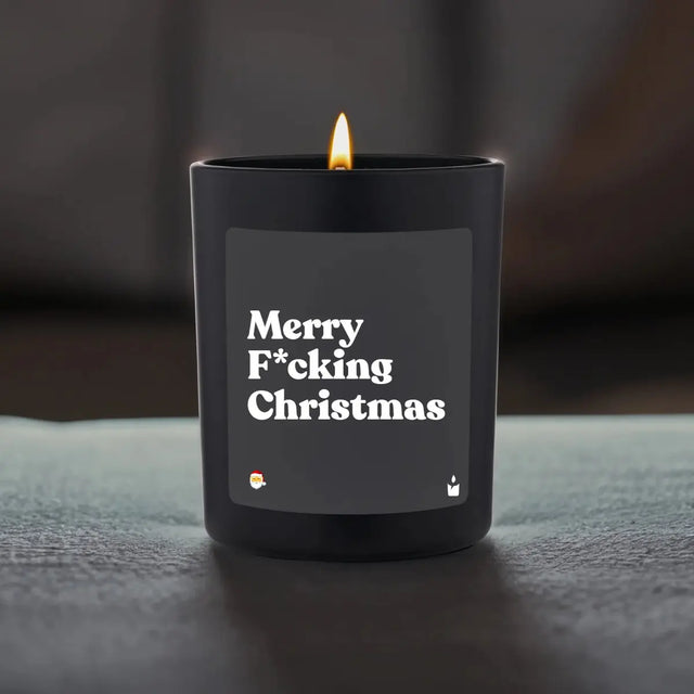 Duftkerze Schwarz Woody Merry F*cking Christmas von ChattyCandles