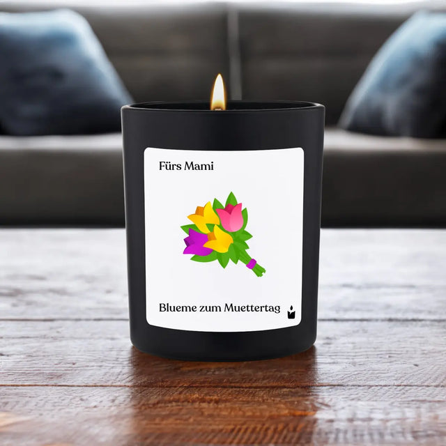 Duftkerze Schwarz Flowery Fürs Mami. Blueme zum Muettertag von ChattyCandles