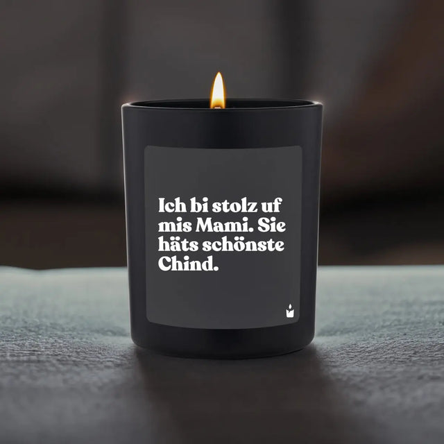 Duftkerze Schwarz Flowery Ich bi stolz uf mis Mami. Sie häts schönste Chind. von ChattyCandles
