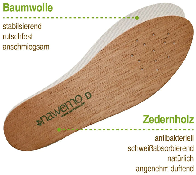 Zedernholzsohlen Damen Einlegesohlen gegen Schweissfüsse 37 EU von Nawemo