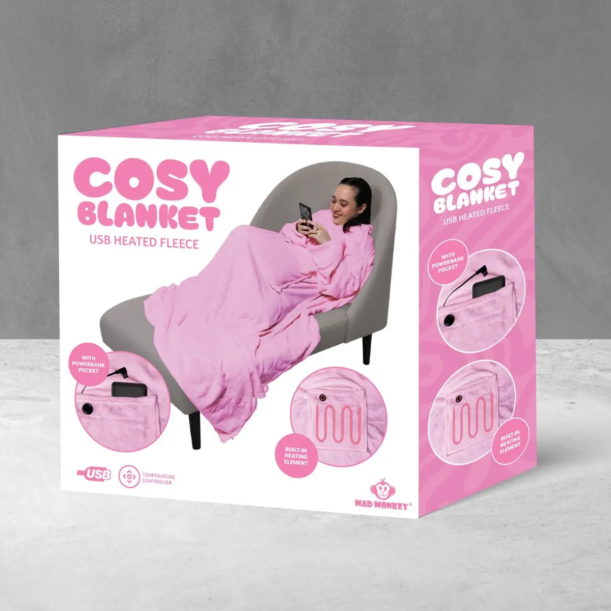 Toastie Beheizte Decke Pink von Mad Monkey