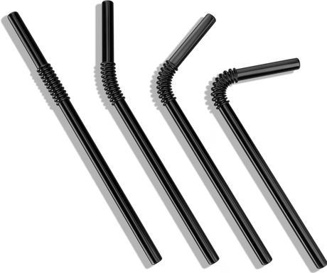 Edelstahl Trinkhalme Biegbar Schwarz 4er Set 22cm von KNYG