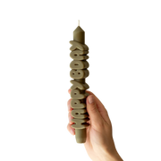 Kerze Taper candle HAPPY BDAY Olive Green von Taper Candles