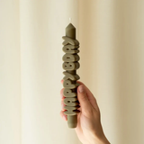 Kerze Taper candle HAPPY BDAY Olive Green von Taper Candles