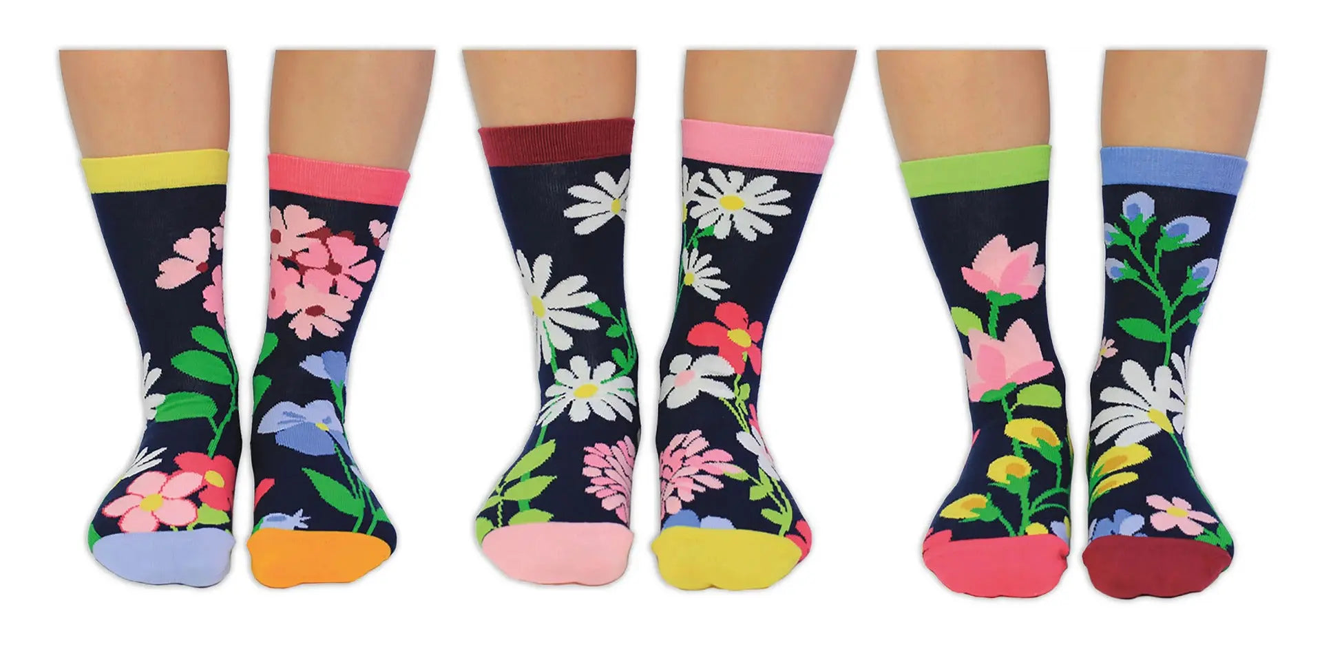 Einzelne Socken im 6er Pack, BLOOMING AMAZING Bunter Garten, Gr. 37-42, mit Geschenkbox von guteszeug.ch