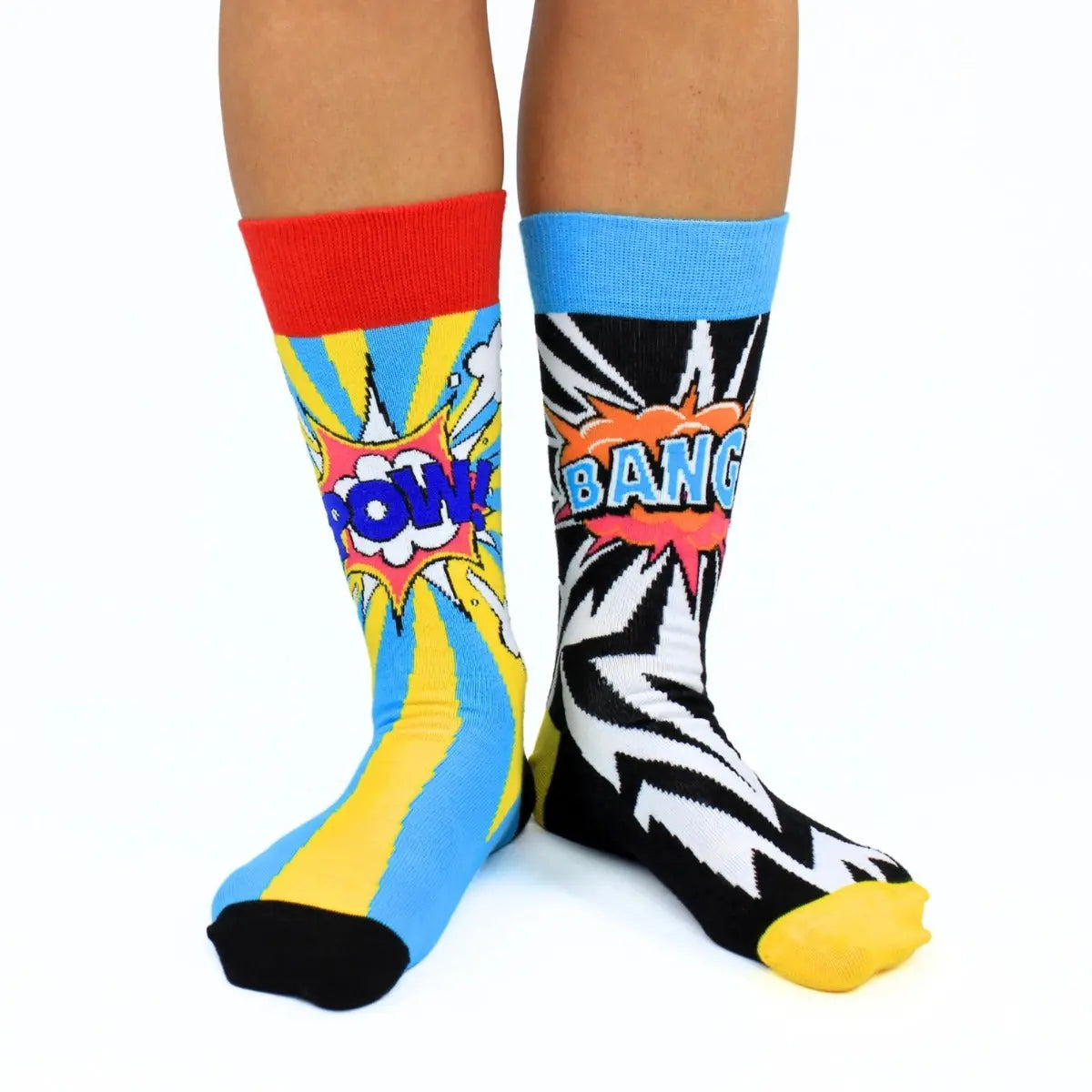 Einzelne Socken im 6er Pack, MIGHTY ODDSOCKS Bunte Comic Oddsocks, Gr. 39-46, mit Geschenkbox von guteszeug.ch