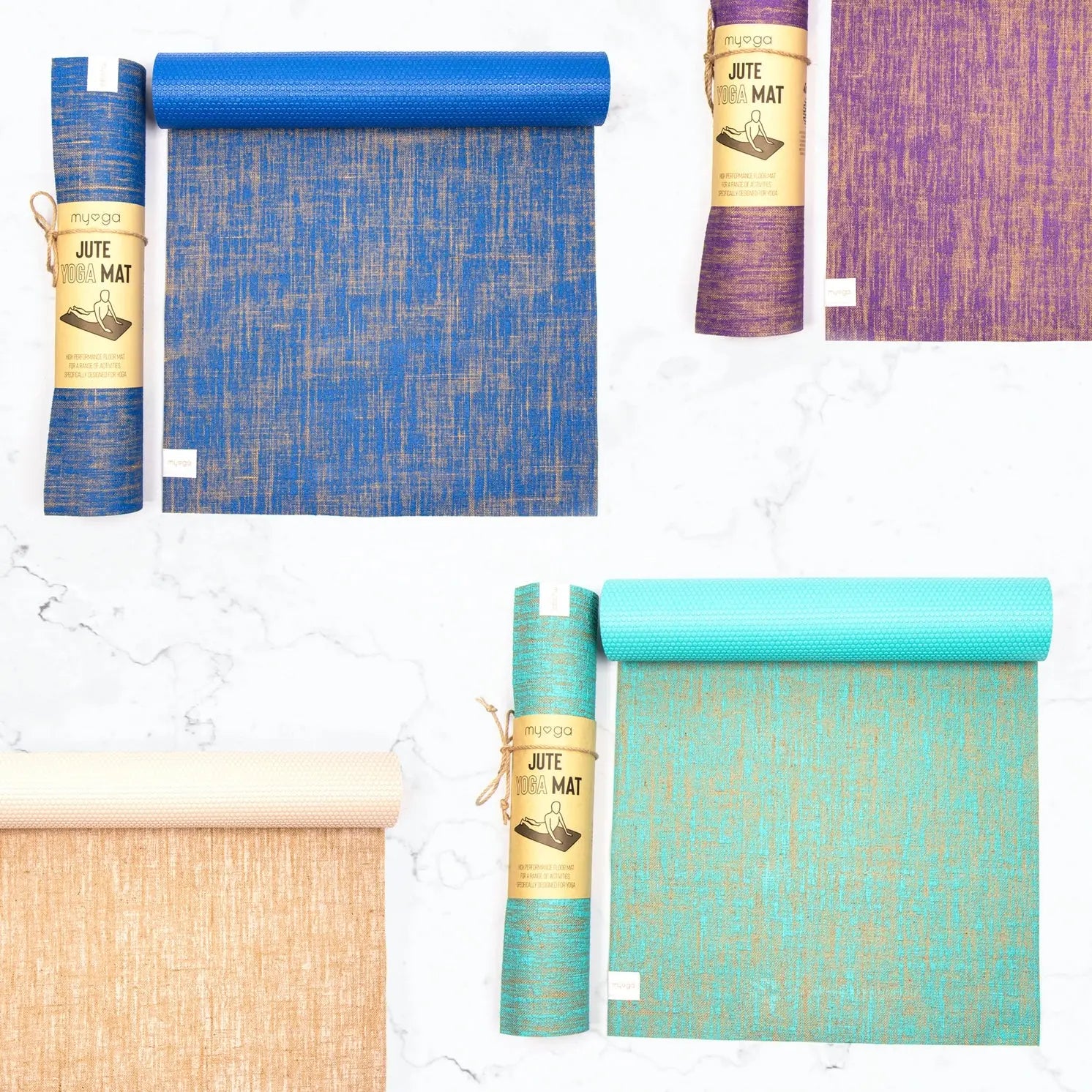 Yogamatte Jute Rutschfest Aqua von Myga