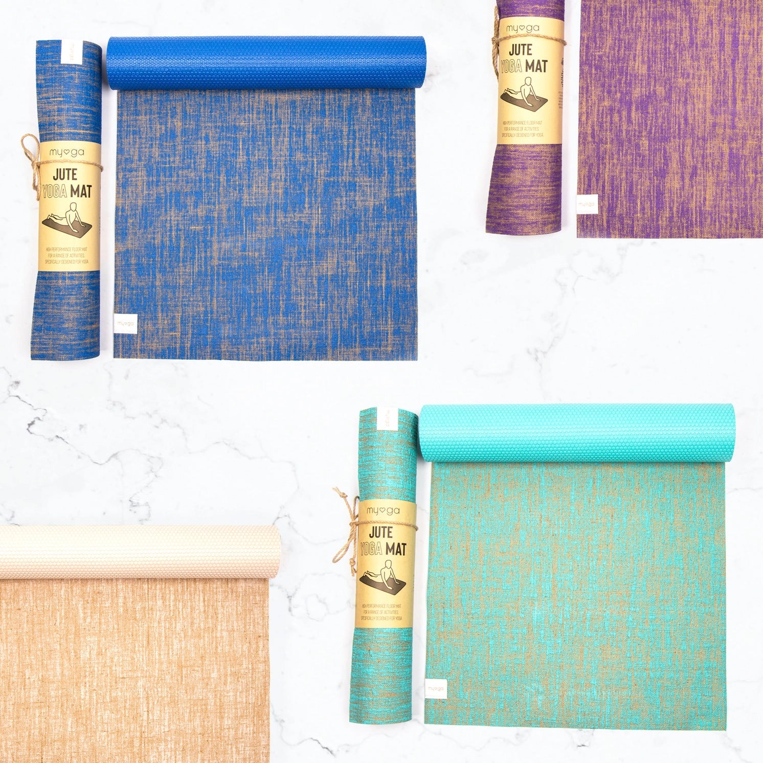 Yogamatte Jute Rutschfest Beige von Myga