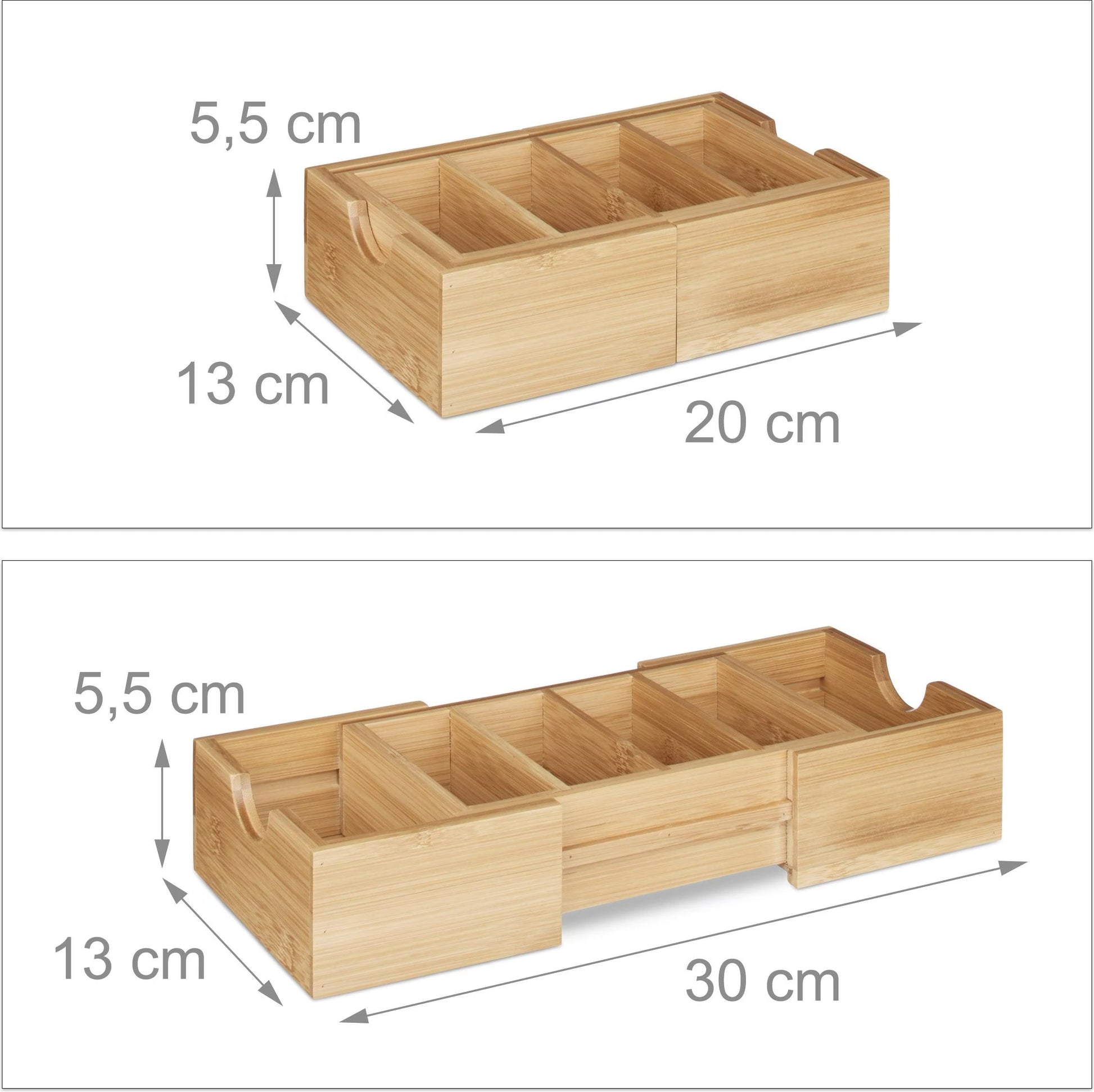 Karteikasten DIN A8 Bambus Hellbraun von Relaxdays