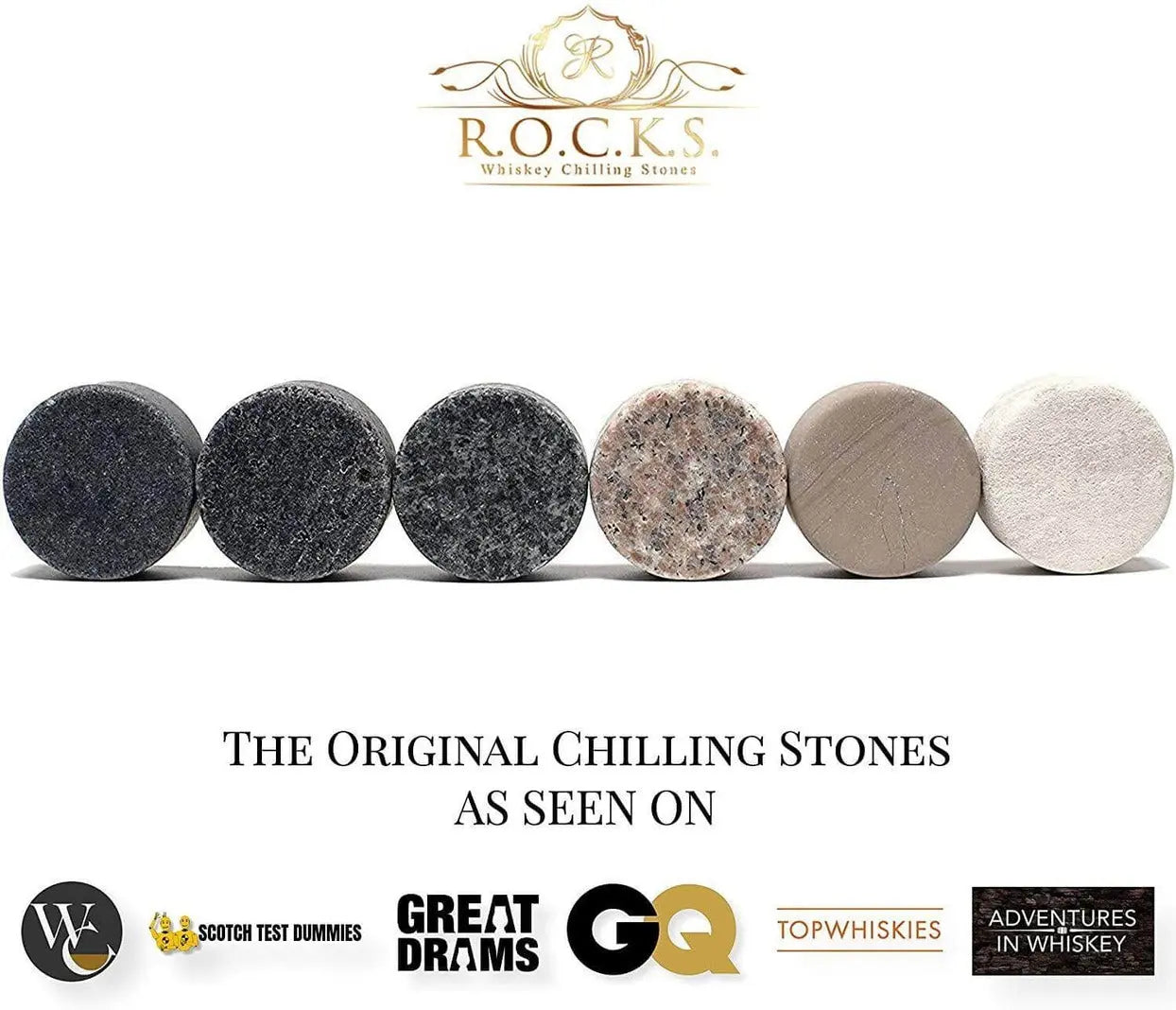 Signature Whiskeygläser mit Kühlsteinen Geschenkset von ROCKS Whiskey Chilling Stones