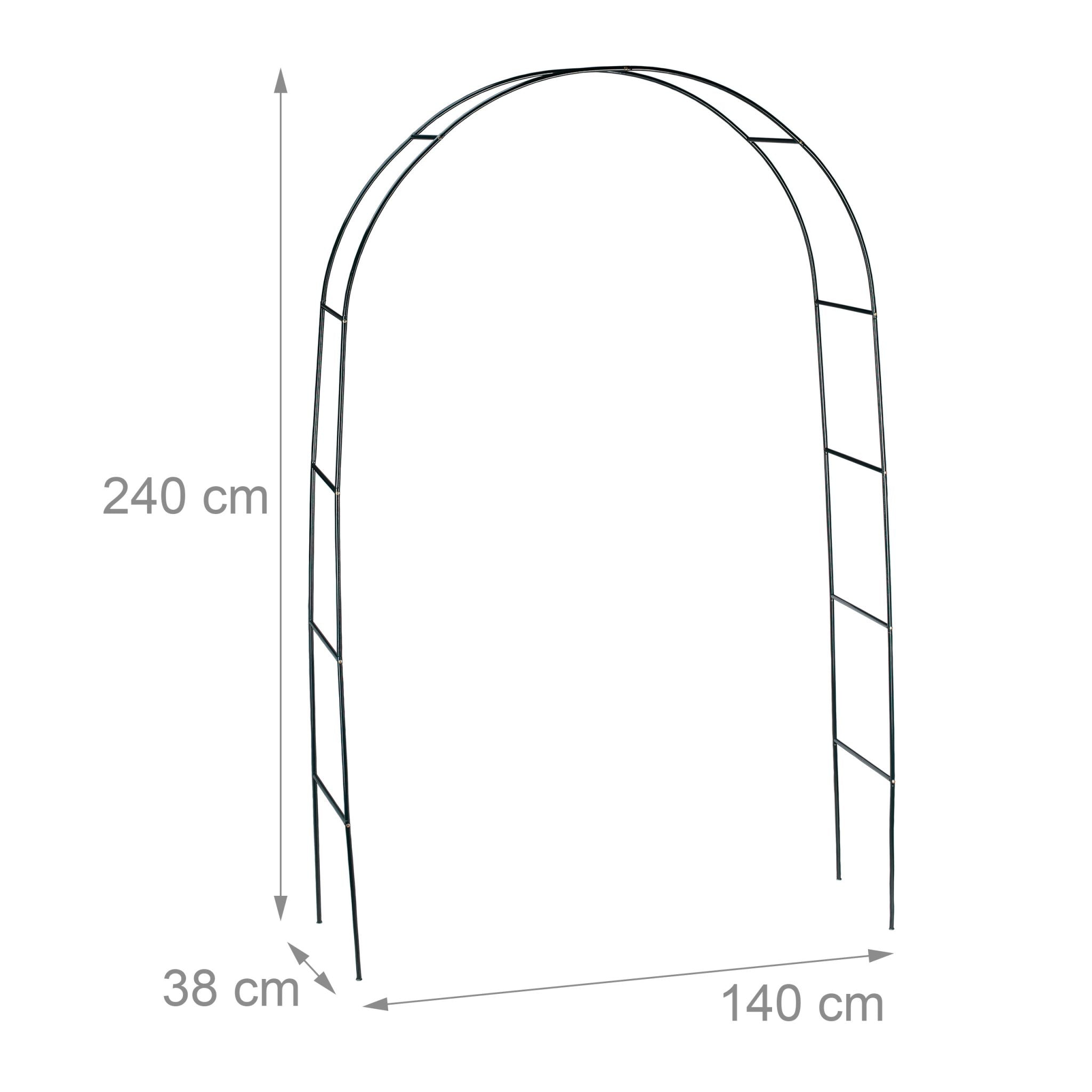 Torbogen Rankhilfe Metall 240cm Dunkelgrün von Relaxdays