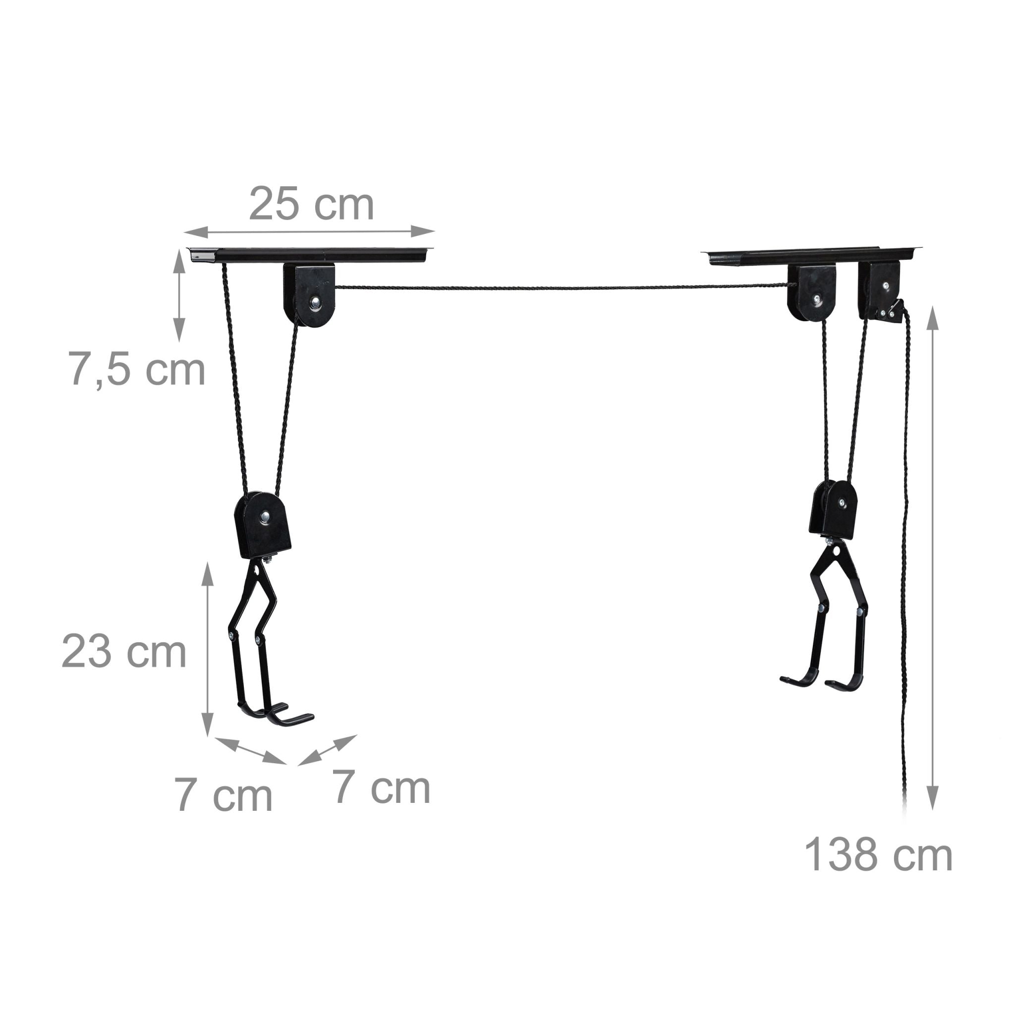 Fahrradlift für die Decke Schwarz von Relaxdays