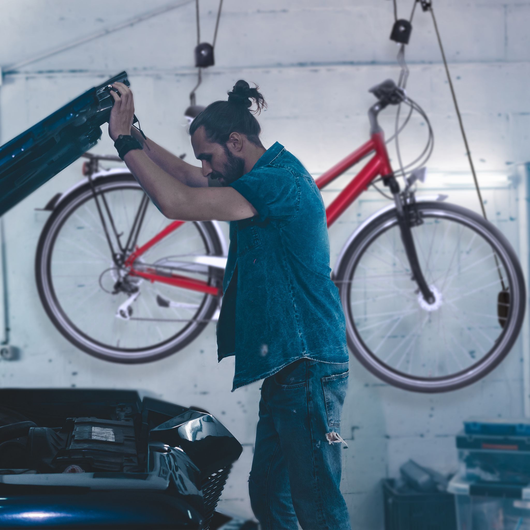 Fahrradlift für die Decke Schwarz von Relaxdays