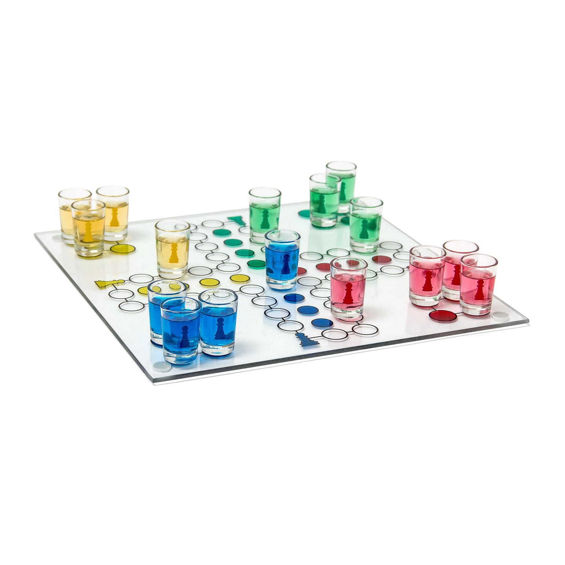 Drinking Ludo Spiel Grün-Rot-Transparent von Relaxdays