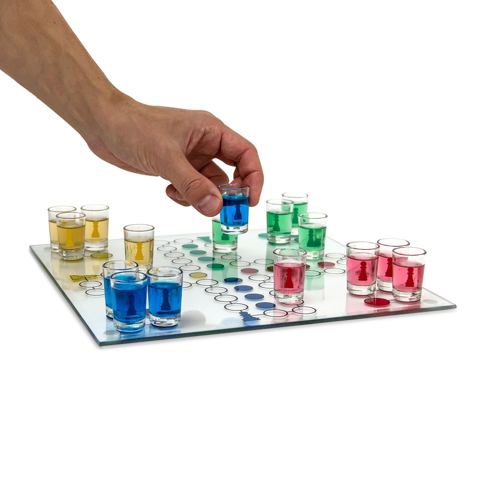 Drinking Ludo Spiel Grün-Rot-Transparent von Relaxdays