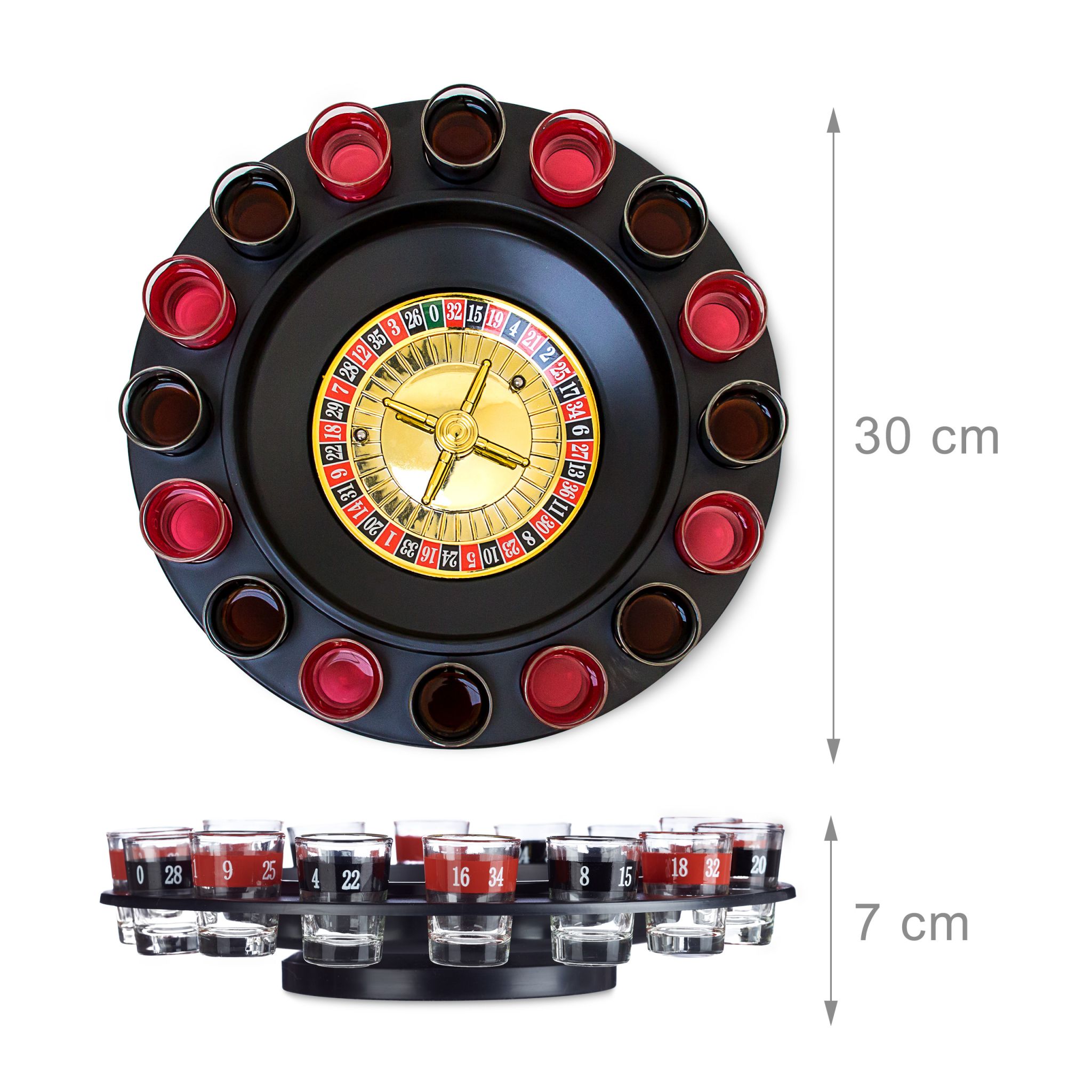Roulette Trinkspiel Gold-Rot-Schwarz von Relaxdays
