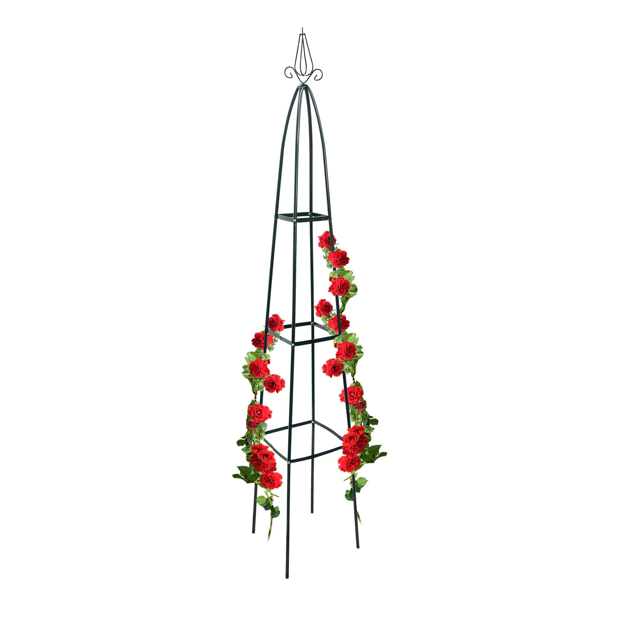 Garten Rankturm Metall ca. 190cm spitz Grün von Relaxdays