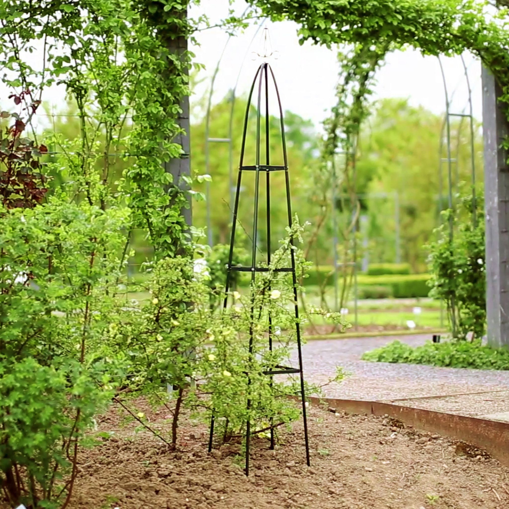 Garten Rankturm Metall ca. 190cm spitz Grün von Relaxdays