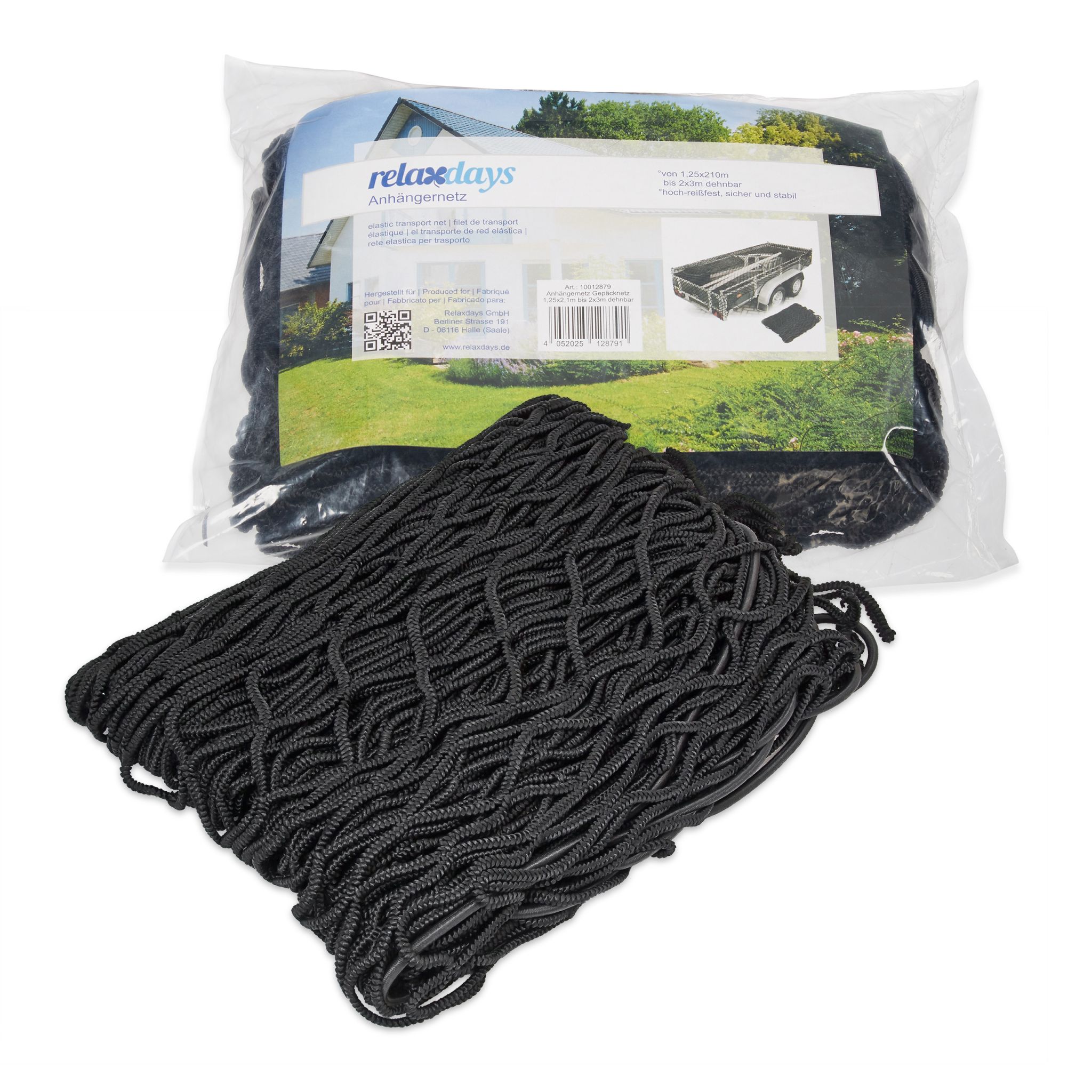 Anhängernetz 2x3m dehnbar Schwarz von Relaxdays