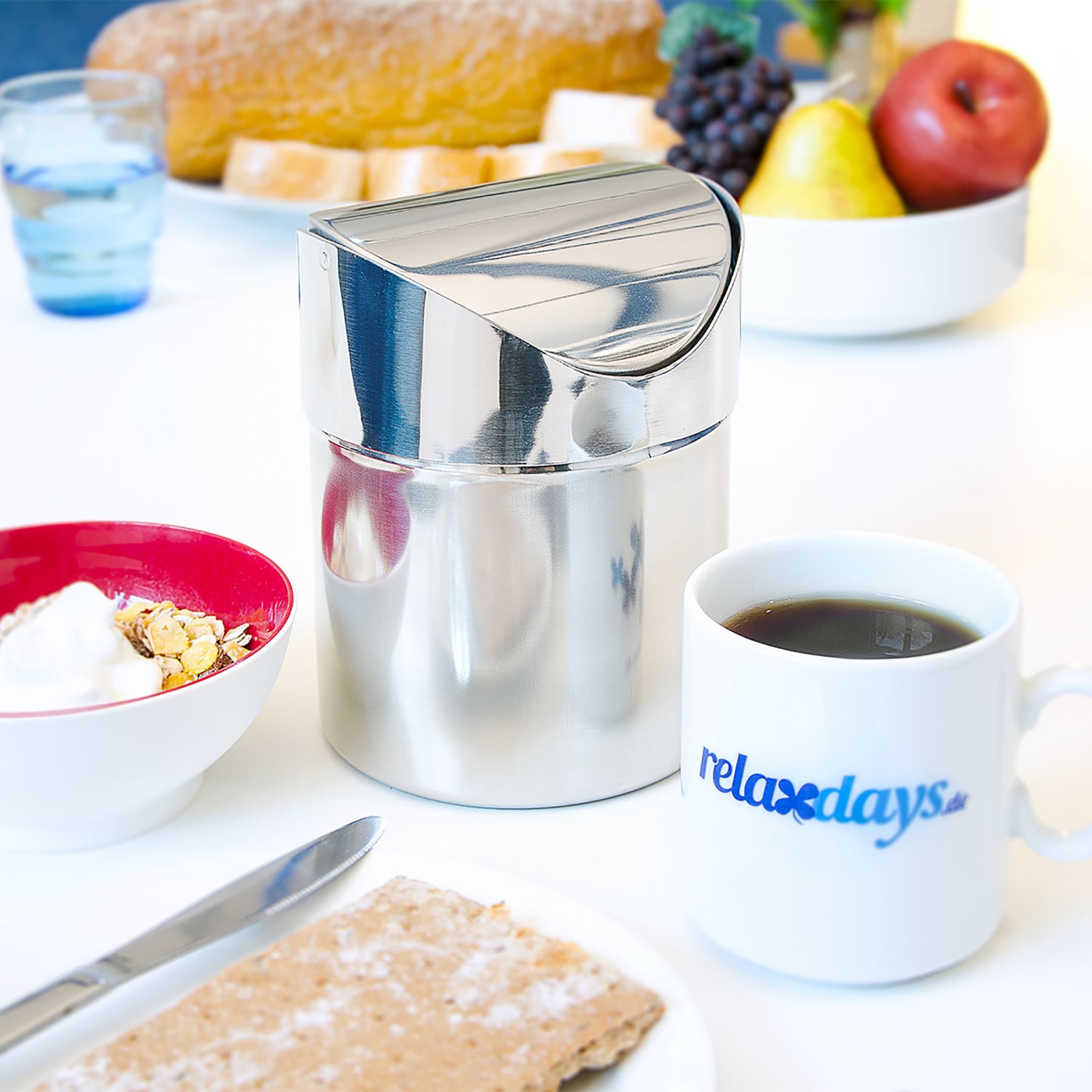 Tischabfallbehälter Edelstahl 1,2L Silber von Relaxdays