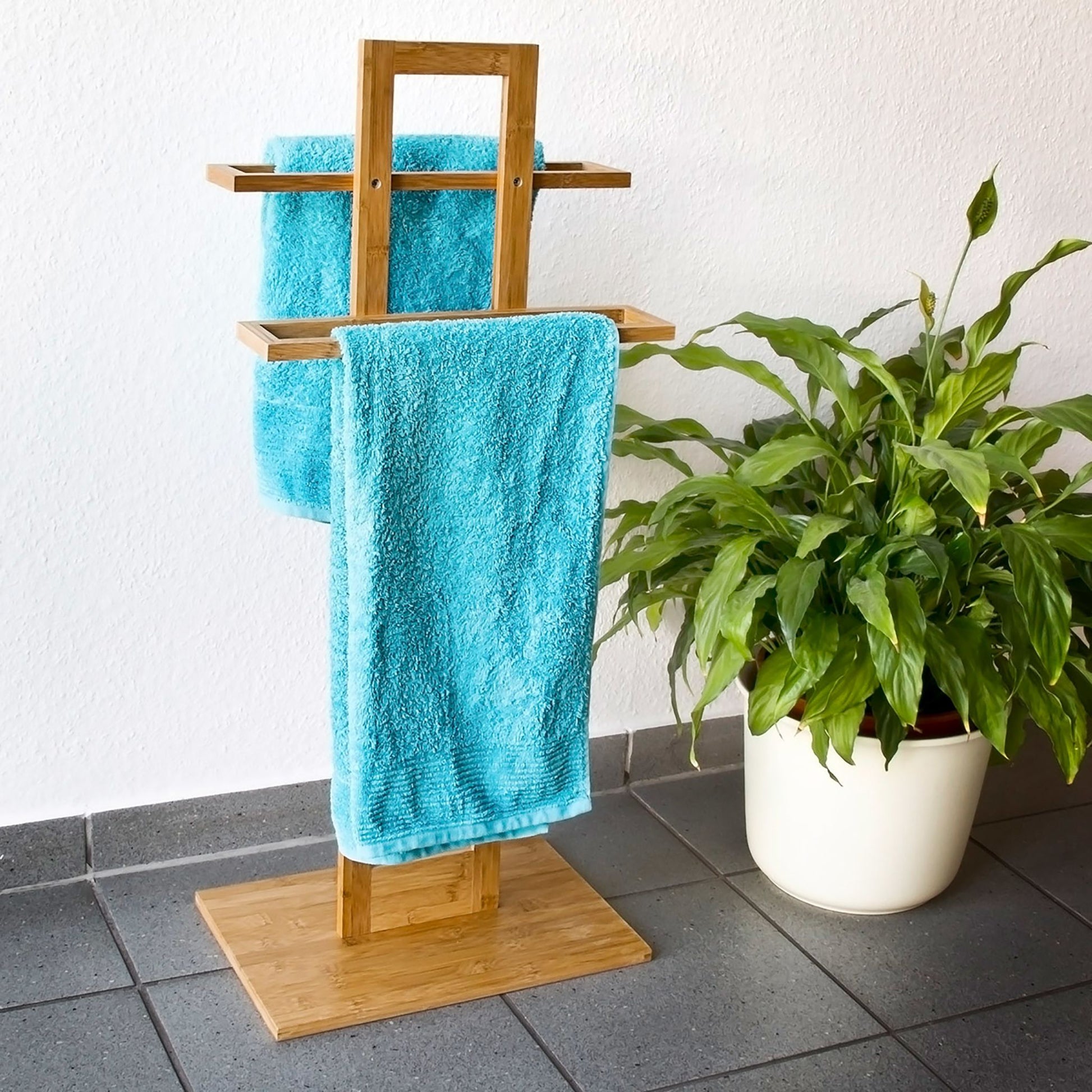 Handtuchständer Bambus Hellbraun von Relaxdays