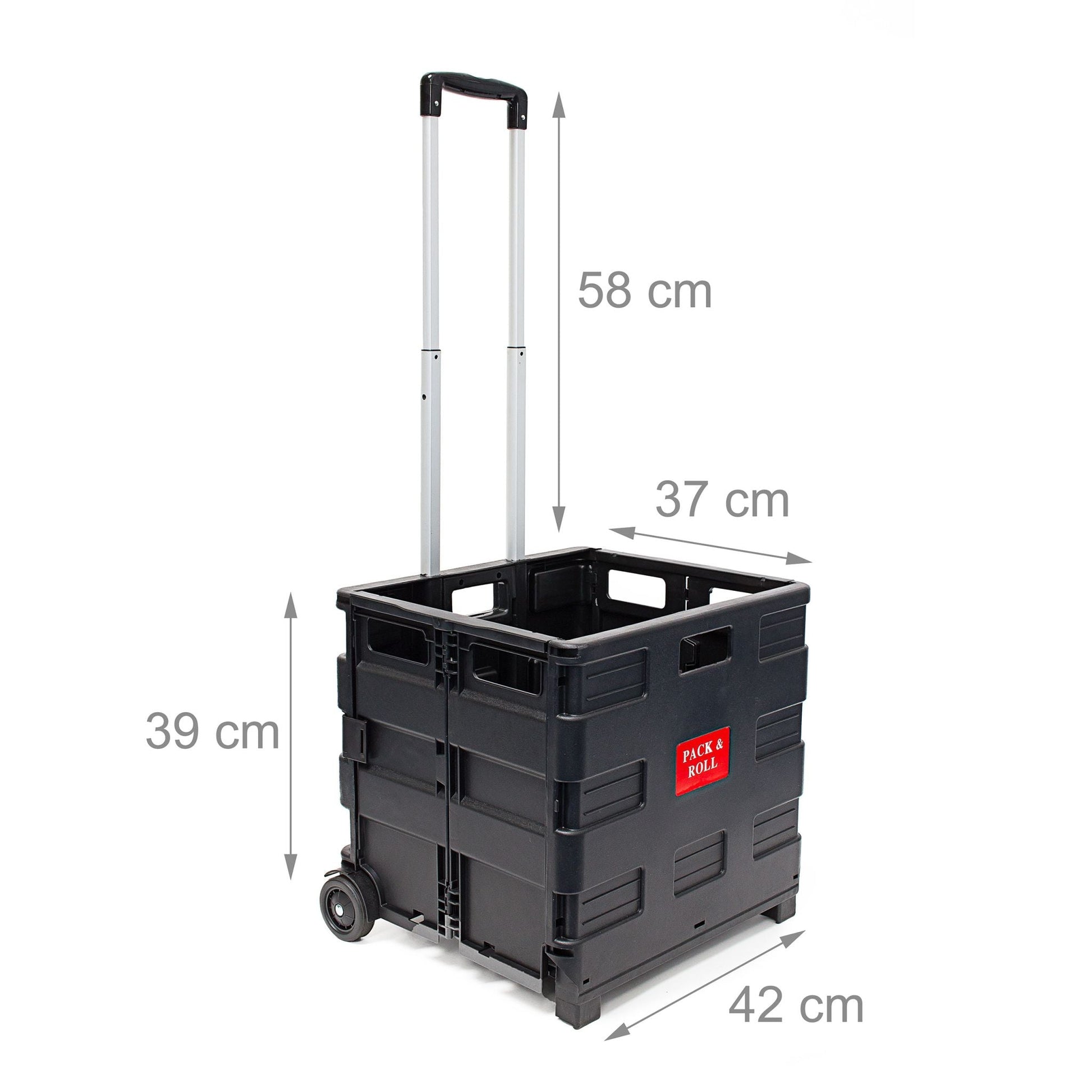 Einkaufstrolley klappbar bis 35kg Schwarz von Relaxdays