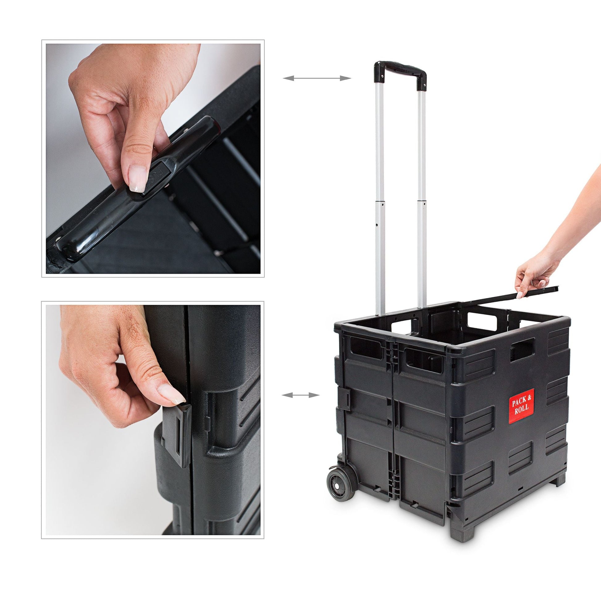 Einkaufstrolley klappbar bis 35kg Schwarz von Relaxdays