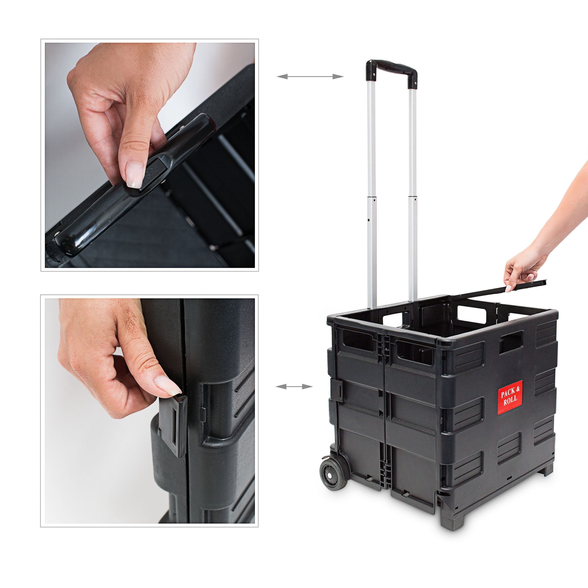 Einkaufstrolley klappbar bis 35kg Schwarz von Relaxdays