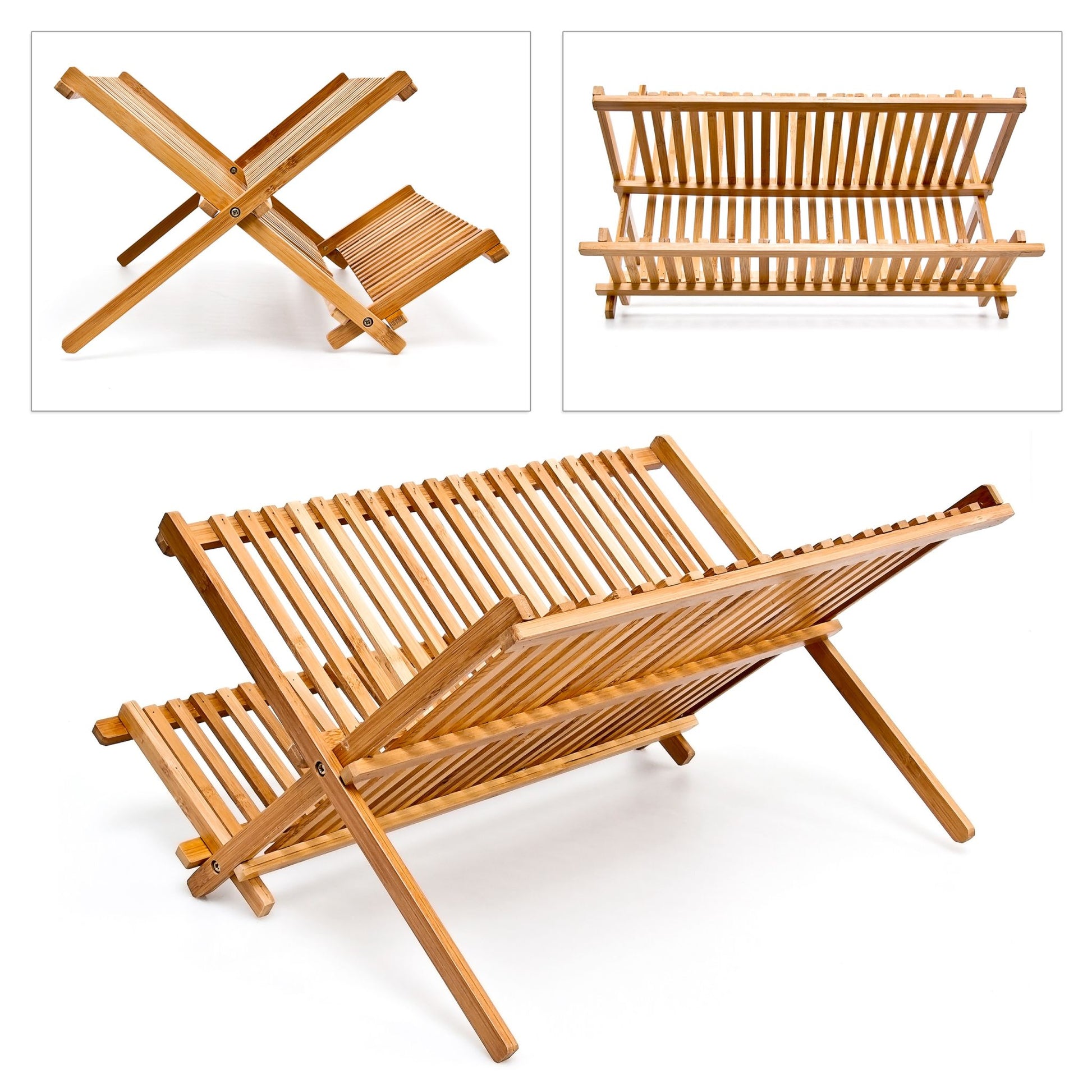 Abtropfgestell CROSS Bambus 42cm breit Hellbraun von Relaxdays