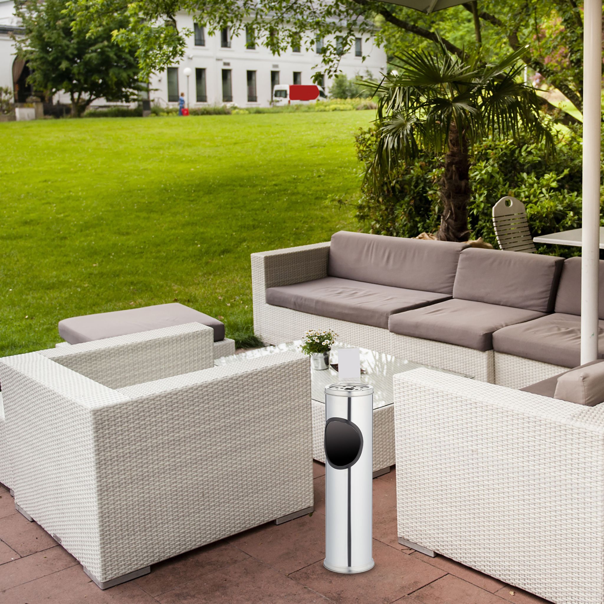 Stehaschenbecher Edelstahl Anthrazit-Silber von Relaxdays