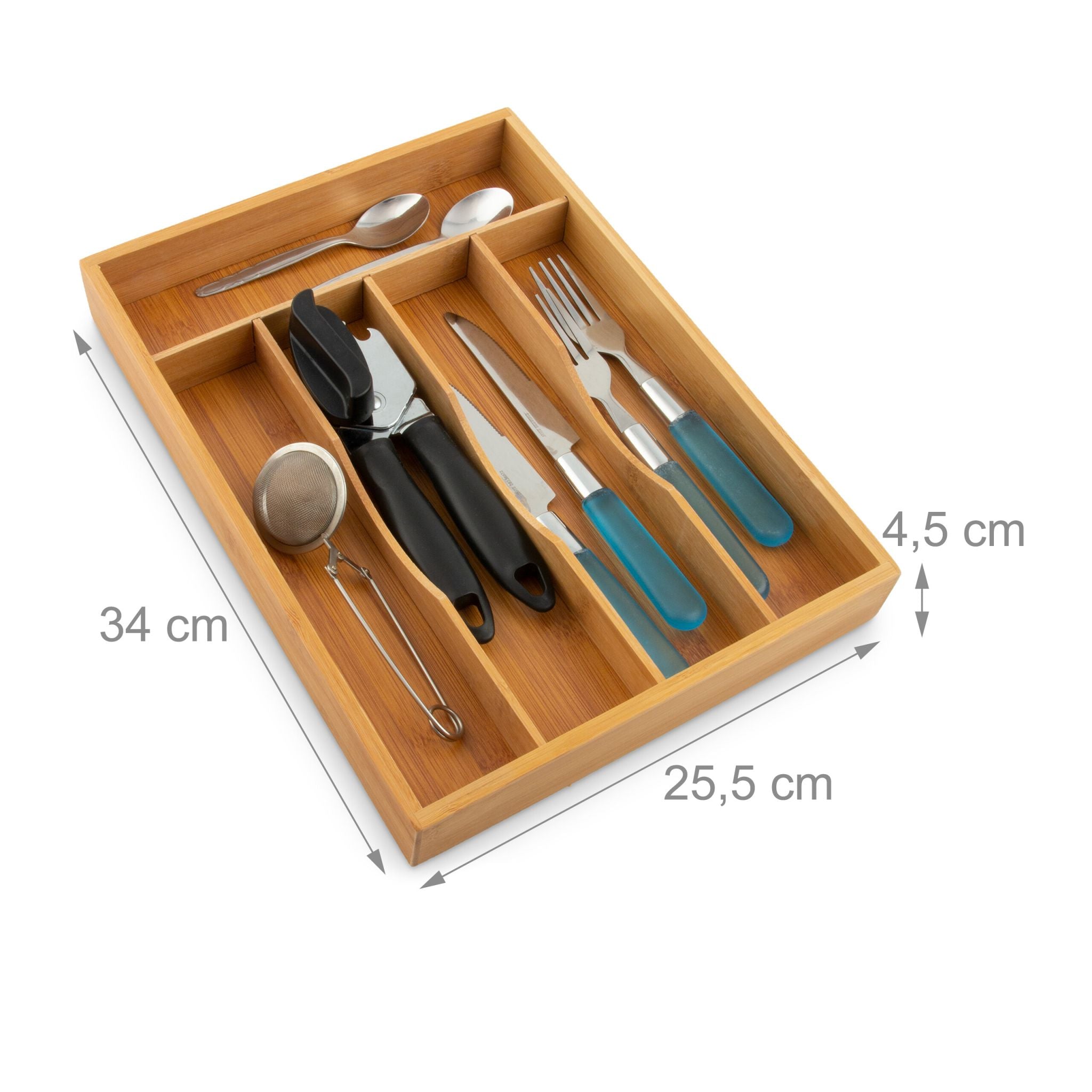 Besteckkasten Bambus 34x25x4,5cm Hellbraun von Relaxdays