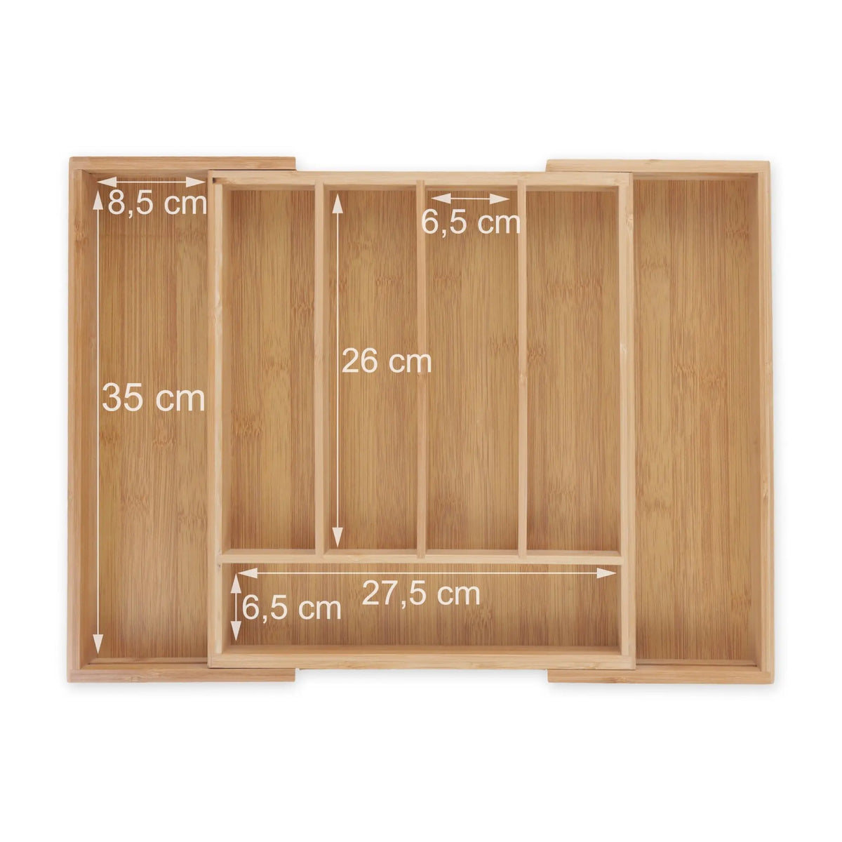 Besteckkasten Bambus ziehbar Hellbraun von Relaxdays