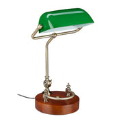 Bankerlampe mit grünem Schirm Braun-Dunkelgrün-Gold von Relaxdays
