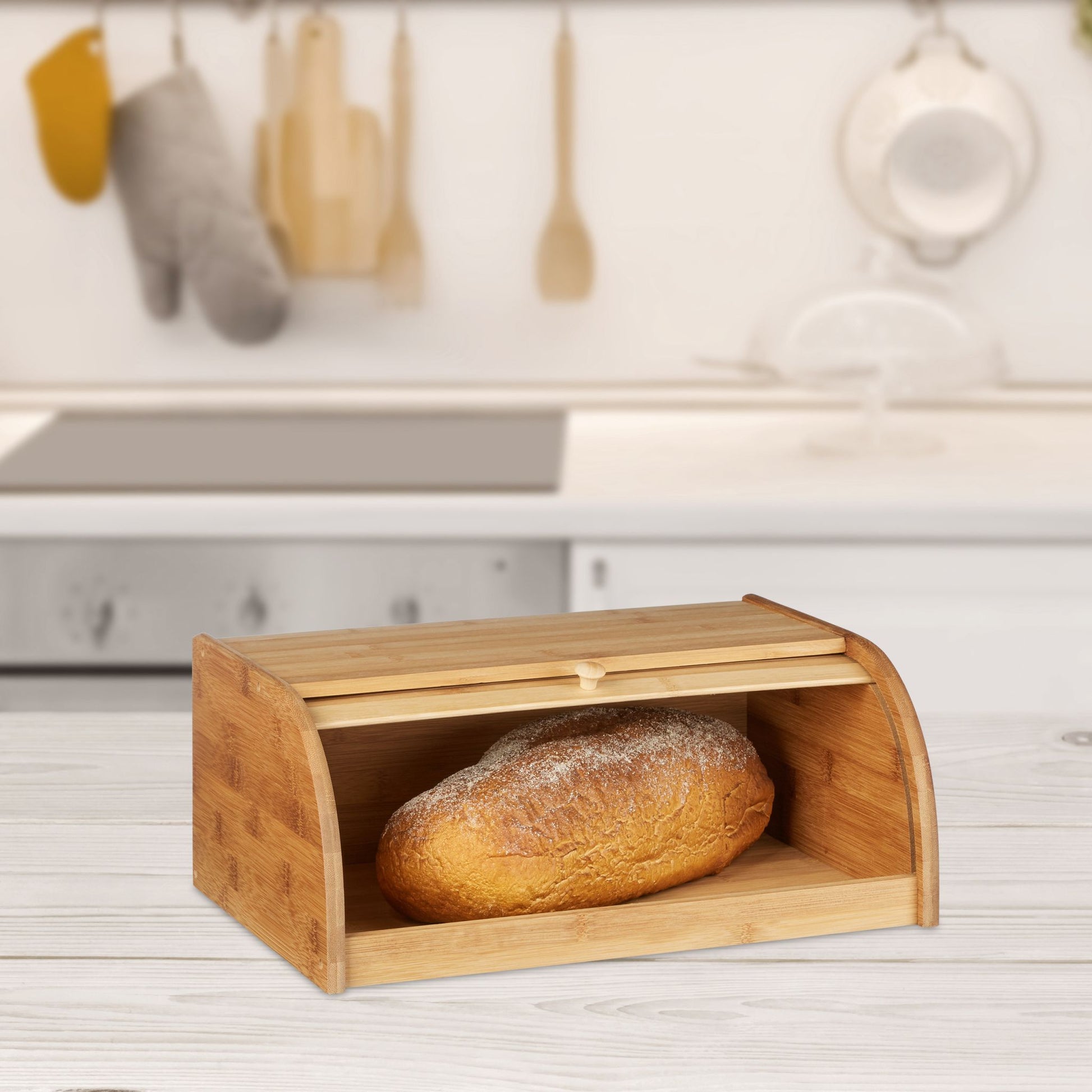 Brotkasten Bambus Hellbraun von Relaxdays
